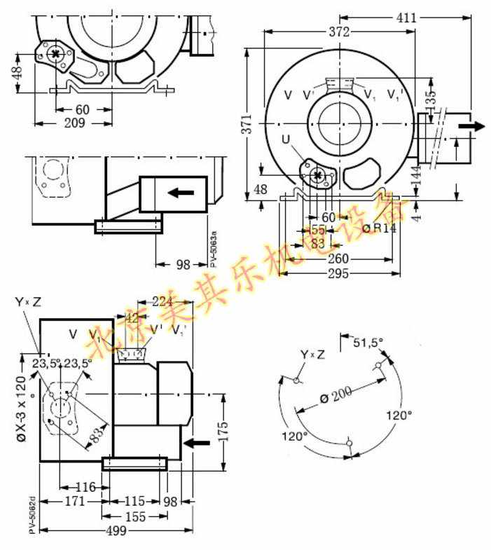 2GH520/4kw雙葉輪高壓鼓風(fēng)機(jī)CAD圖